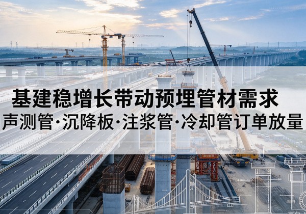 安州基建稳增长带动预埋监测管材需求，声测管、沉降板、注浆管订单持续放量